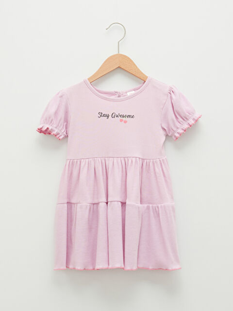 LCW baby Crew Neck Short Sleeve Printed Baby Girls' Dress - S1HH97Z1-FGL