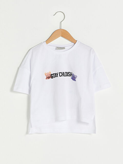 LCW Kids Crew Neck Printed Short Sleeve Cotton Girl T-shirt - S1HI89Z4-R9K