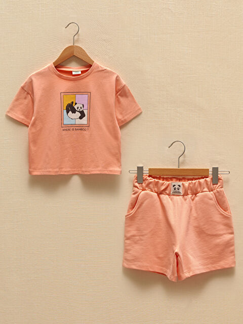 LCW Kids T-shirt et Short pour Filles à Manches Courtes Imprimé Col Rond - S1HM51Z4-FNG