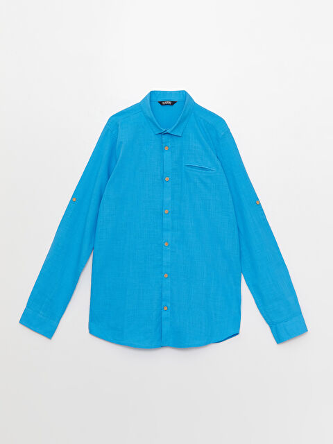 LCW Kids قميص ولد بوبلين كم طويل بسيط - S1I893Z4-GWF