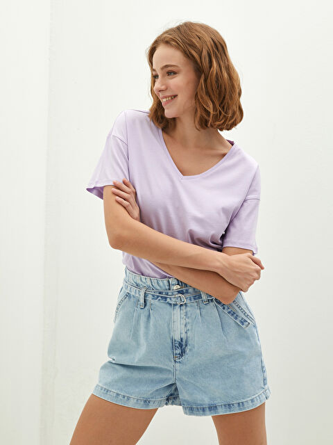 LCW Vision Women's Rodeo Jean Shorts With Pocket Detailed Waist Belt - S1IJ05Z8-311