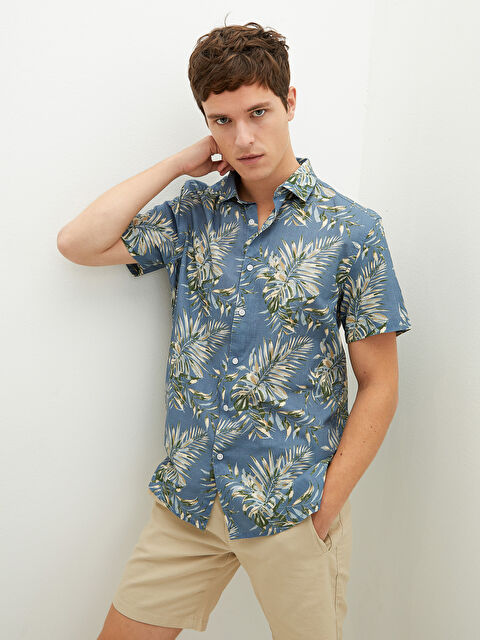 XSIDE Regular Fit Short Sleeve Patterned Poplin Men's Shirt - S1IN04Z8-LQS