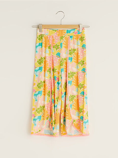 LCW Kids Elastic Waist Patterned Viscose Girl Trousers - S1IS44Z4-LUG