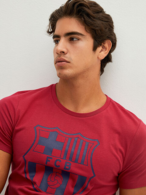 XSIDE ACTIVE T-shirt de sport pour Hommes avec Col rond, Manches courtes, Imprimé Barcelone, en Coton peigné - S1J577Z8-HMH