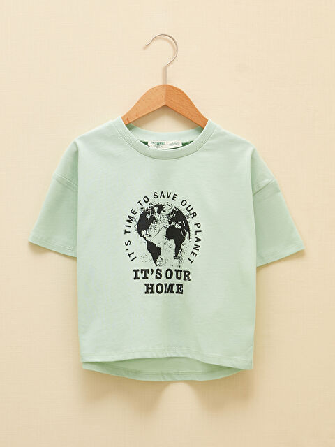 LCW Kids Crew Neck Printed Short Sleeve Girls' T-Shirt - S1J729Z4-FXS