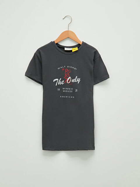 LCW Kids Crew Neck Minnie Mouse Printed Short Sleeve Girls' Dress - S1JA04Z4-HJU