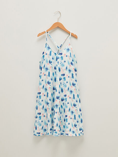 LCW Kids V Neck Patterned Strappy Viscose Girl Dress - S1JB16Z4-LQQ