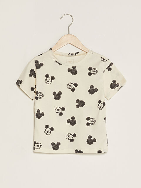 LCW baby Crew Neck Short Sleeve Mickey Mouse Printed Baby Girls' T-Shirt - S1JN13Z1-LRA