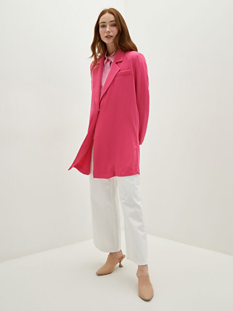 LCW Modest PREMIUM Straight Long Sleeve Women's Jacket With Single Button Pocket Detail on BagGy Fit Front - S1KS01Z8-RRC