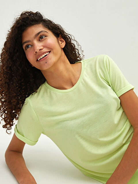 LCW Vision Crew Neck Plain Short Sleeve Women's T-Shirt - S1KY01Z8-FSZ