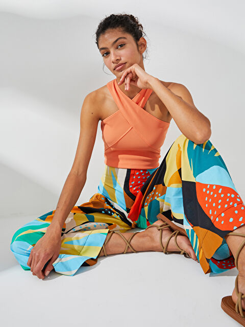 LCW Limited High Waist Patterned Wide Leg Cotton Women's Trousers - S1L501Z8-LQJ