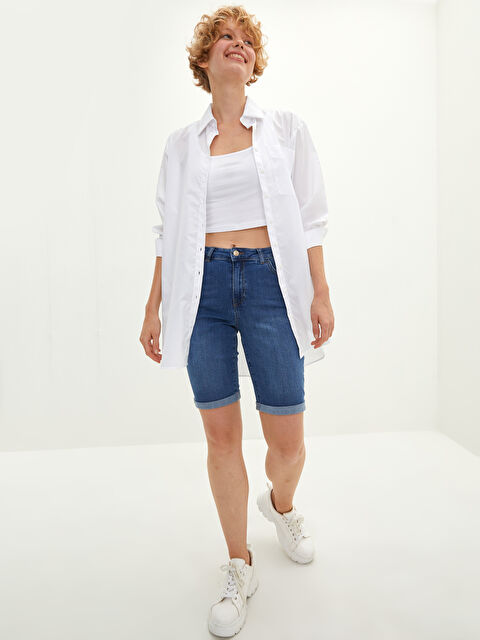 LCW Jeans Yüksek Bel Cep Detaylı Kadın Rodeo Jean Şort - S1MI01Z8-507