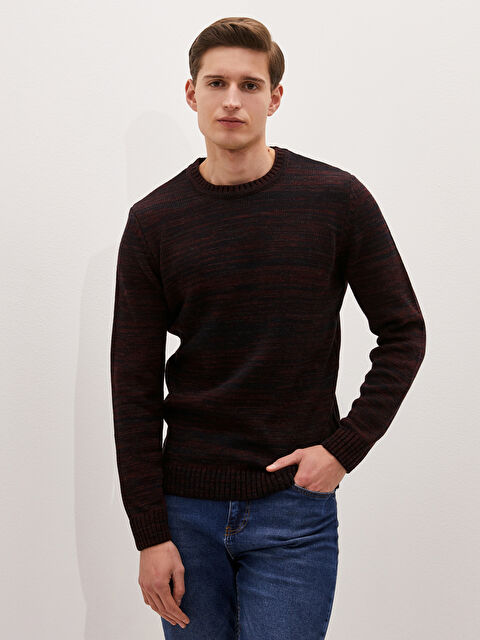 LCWAIKIKI Classic Светр чоловічий трикотажний з круглим вирізом та довгим рукавом - W10740Z8-D6U