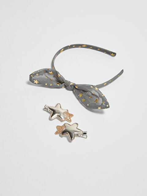 LCW ACCESSORIES Girl's Luminous Star Printed Crown and Hairpin Set - W10949Z4-M0T