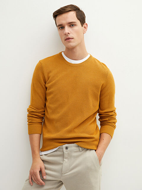 LCWAIKIKI Basic Crew Neck Long Sleeve Thin Men's Tricot Sweater - W11445Z8-LDN