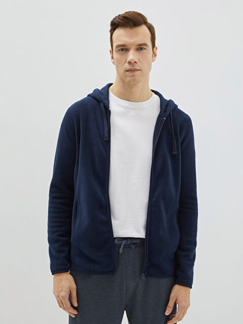 LCWAIKIKI Basic Kapüşonlu Uzun Kollu Polar Erkek Spor Hırka - W11474Z8-RFH