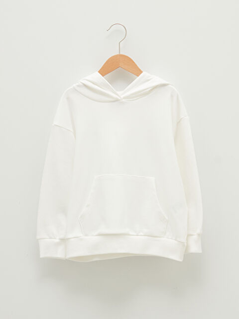 LCW Kids Kapüşonlu Basic Uzun Kollu Kız Çocuk Sweatshirt - W11497Z4-EEW