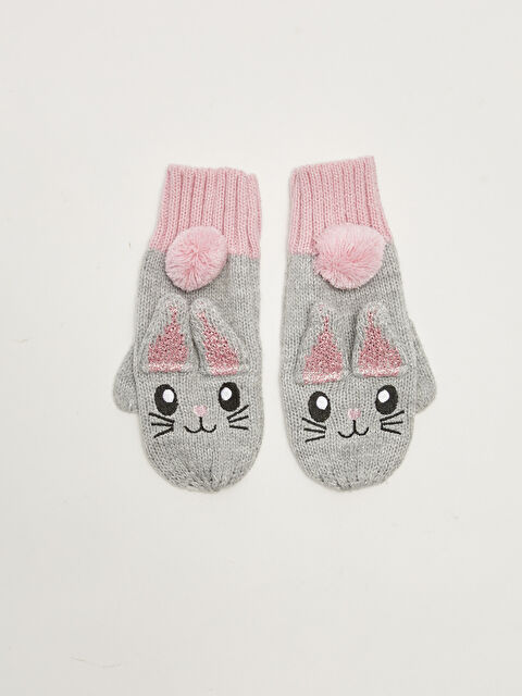 LCW ACCESSORIES Қыз трикотаж кестеленген жабық қолғаптар - W11549Z4-LAK