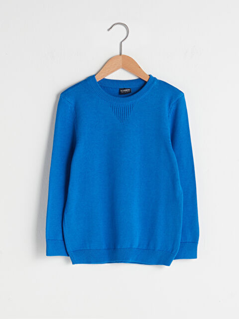 LCW Kids Светр з круглим вирізом горловини, простий, довгий рукав, тонкий, трикотажний, хлопчикам - W11778Z4-GYW