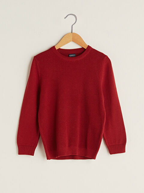 LCW Kids Светр з круглим вирізом горловини, простий, довгий рукав, тонкий, трикотажний, хлопчикам - W13170Z4-HRF