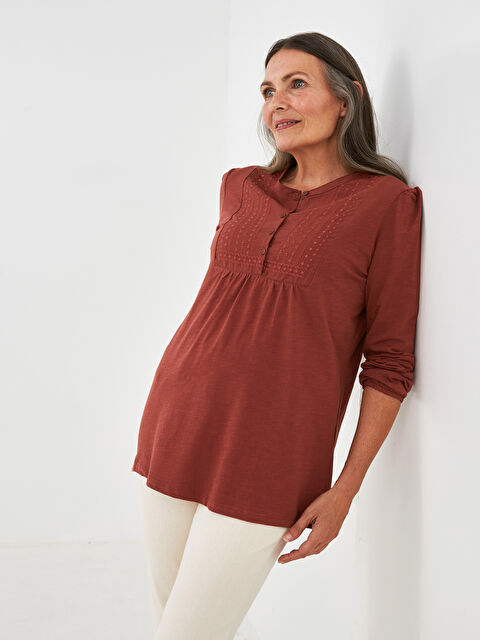 LCW Grace Blouse pour Femmes à Manches Longues Brodée avec Col Rond - W14195Z8-H6R