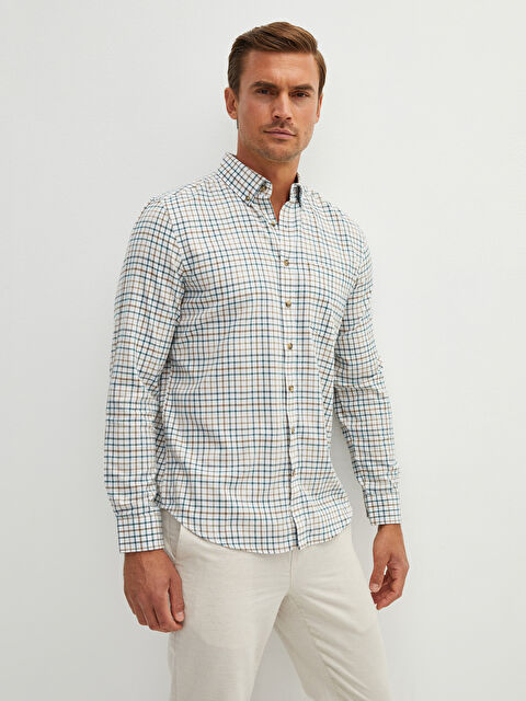 XSIDE Regular Fit Long Sleeve Plaid Men's Flannel Shirt