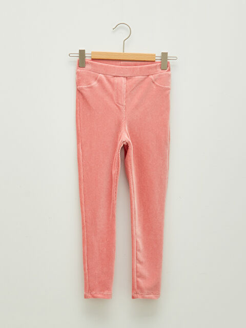 LCW Kids Beli Lastikli Basic Kadife Kız Çocuk Uzun Tayt - W15540Z4-PMH