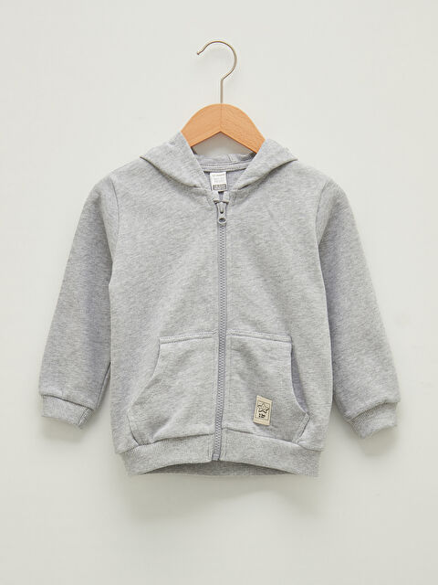 LCW baby Kapüşonlu Uzun Kol Basic Erkek Bebek Fermuarlı Sweatshirt - W16393Z1-D5P