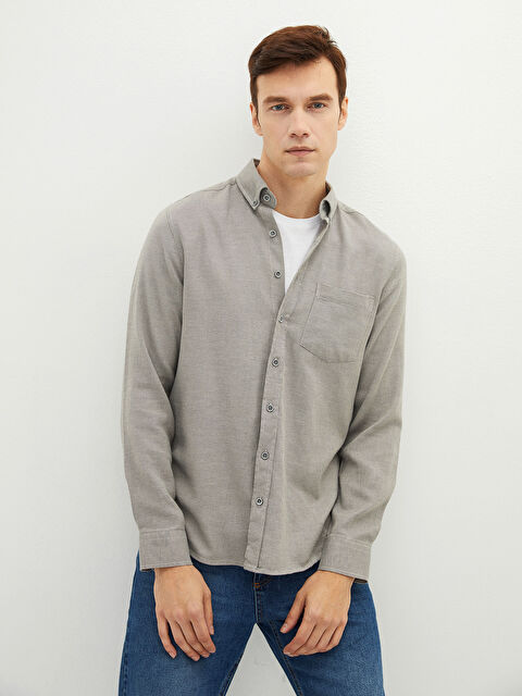 LCWAIKIKI Classic Чоловіча габардинова сорочка класичного крою з довгим рукавом - W17766Z8-UYZ