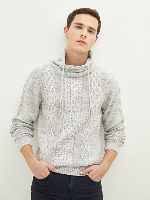 XSIDE Светр з воронкоподібним коміром, довгим рукавом, для чоловіків, трикотажний - W18067Z8-847