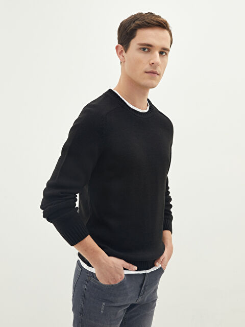 XSIDE მრგვალი საყელო გრძელმკლავიანი მამაკაცის ტრიკოტაჟის სვიტერი - W18150Z8-CVL