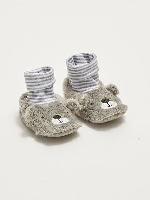 LCW STEPS Embroidery Detailed Fleece Lined Pre-Toddler Baby Boy Socks House Shoes - W18319Z1-RRS