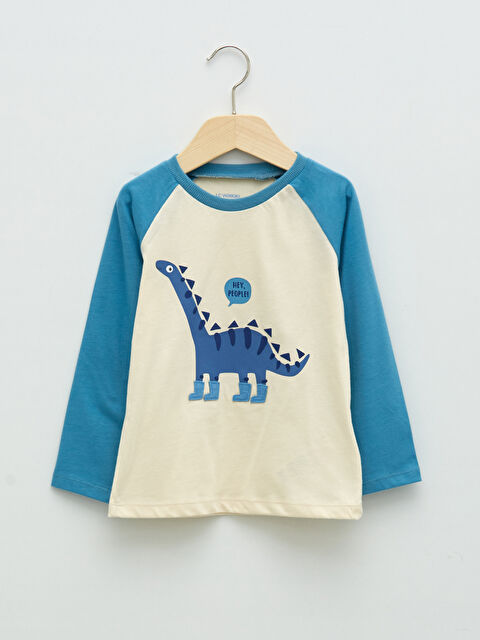 LCW baby Rundhalsausschnitt Langarm Bedrucktes Baby Jungen T-Shirt - W18357Z1-FF7