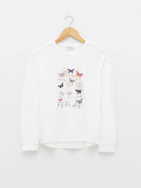 LCW Kids Crew Neck Printed Long Sleeve Girls' T-Shirt - W18934Z4-R9J