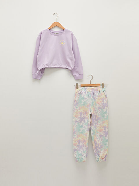 LCW Kids Bisiklet Yaka Baskılı Uzun Kollu Kız Çocuk Sweatshirt ve Eşofman Altı - W1AB26Z4-G0W