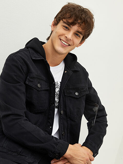 XSIDE Regular Fit Hooded Men's Denim Jacket - W1AE00Z8-326