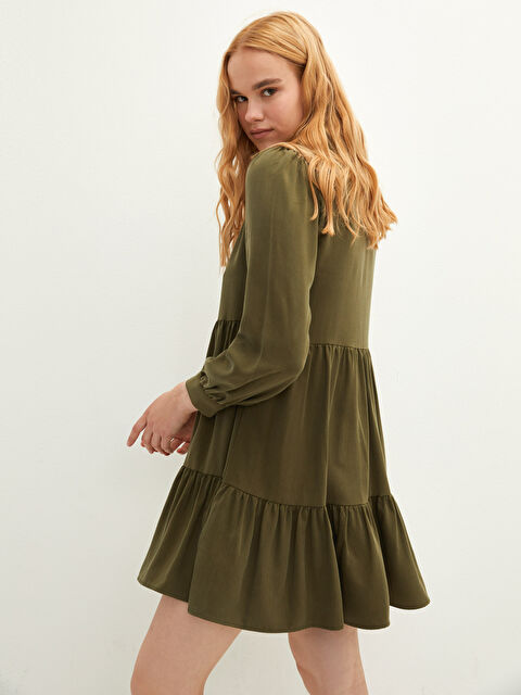 LCW Vision Gömlek Yaka Düz Uzun Kollu Kadın Elbise - W1BF86Z8-K75