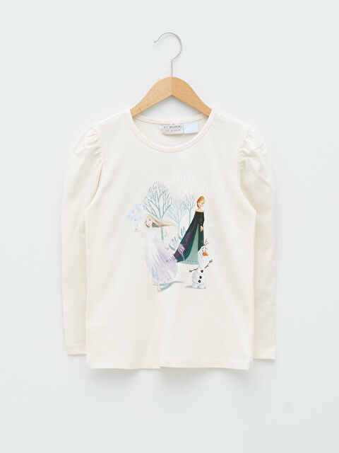 LCW Kids T-shirt Fille en Coton à Manches Longues Imprimé Frozen à Col Rond - W1BV71Z4-FRC
