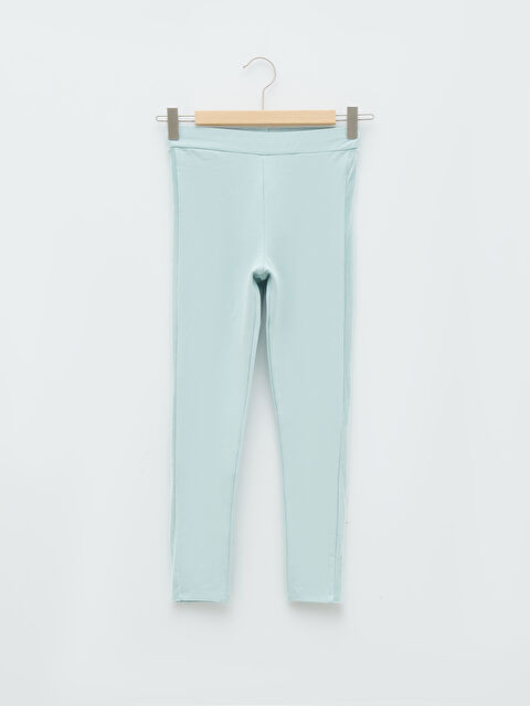 LCW Kids Elastic Waist Basic Cotton Girl Long Leggings - W1CD41Z4-FFV