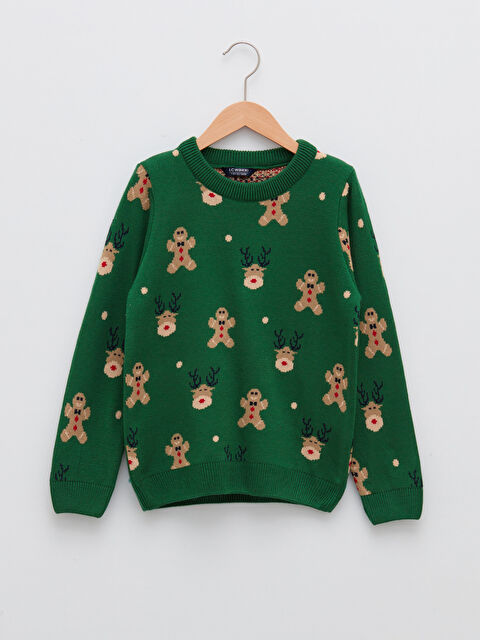 LCW Kids Πουλόβερ Μακρυμάνικο Αγόρι Λεπτό Πλεκτό Στρογγυλή Λαιμόκοψη Χριστουγεννιάτικο Θέμα - W1CI92Z4-MTM