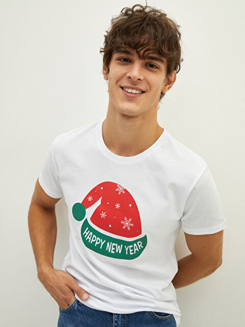 XSIDE Crew Neck Short Sleeved New Year Themed Combed Men's T-Shirt Father and Son Combination - W1CJ98Z8-Q6K