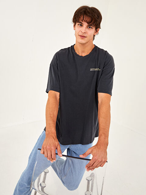 XSIDE T-Shirt Pour Hommes En Jersey Imprimé À Manches Courtes Et Col Rond Surdimensionné - W1CO65Z8-DJF