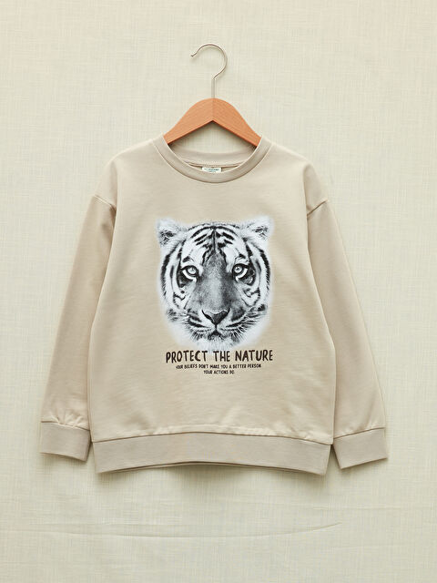 LCW Kids Суитшърт с кръгло деколте, отпечатан, с дълъг ръкав за момчета - W1CU17Z4-G5V