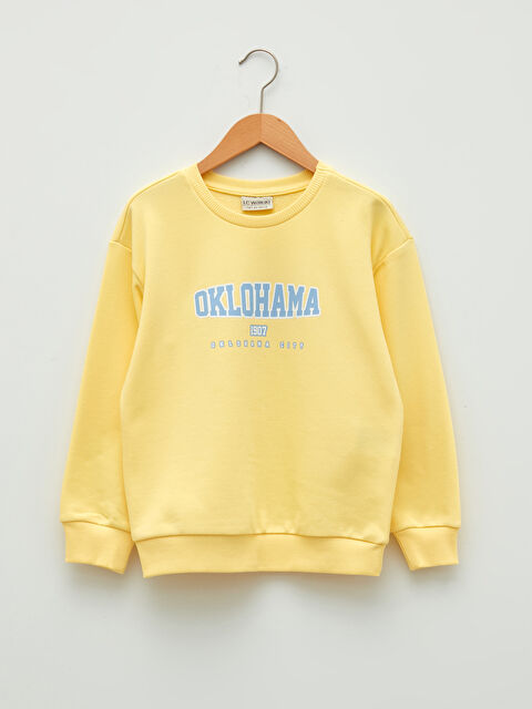 LCW Kids Crew Neck Printed Long Sleeve Girls' Sweatshirt - W1EF85Z4-FTH