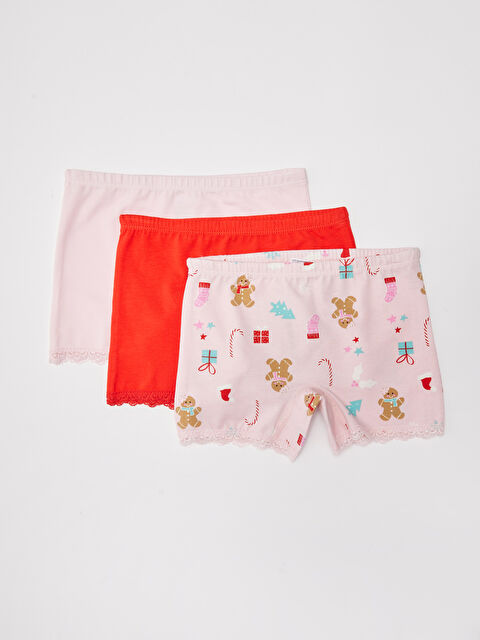 LCW Kids New Year Themed Cotton Girl Boxer 3-Pack - W1EH34Z4-LT4