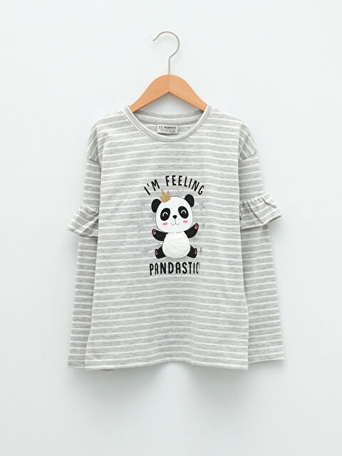 LCW Kids Crew Neck Printed Long Sleeve Girls' T-Shirt - W1FA05Z4-LFY