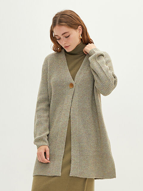 LCWAIKIKI Classic Дамска плетена жилетка v-образно деколте - W1FT78Z8-K00