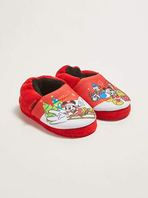 LCW STEPS New Year Themed Mickey Mouse Licensed Pre-Toddler Baby Boy House Slippers - W1GA11Z1-GZX