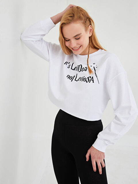 XSIDE Crew Neck Harry Potter Printed Long Sleeve Crop Women's Sweatshirt - W1GR41Z8-KE8