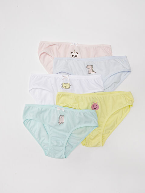 LCW Kids Printed Cotton Girls' Knickers 5 Pack - W1HC68Z4-FSA